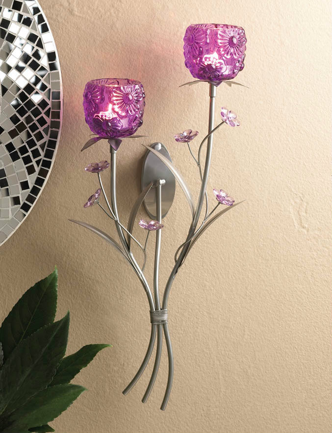 Purple & Silver Candle Wall SCONCE
