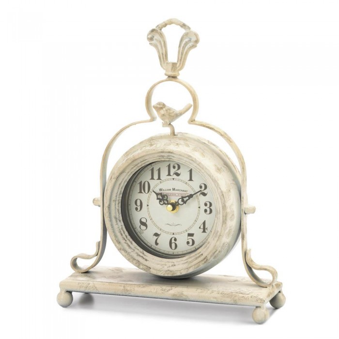 Antique-Style Table CLOCK with Bird