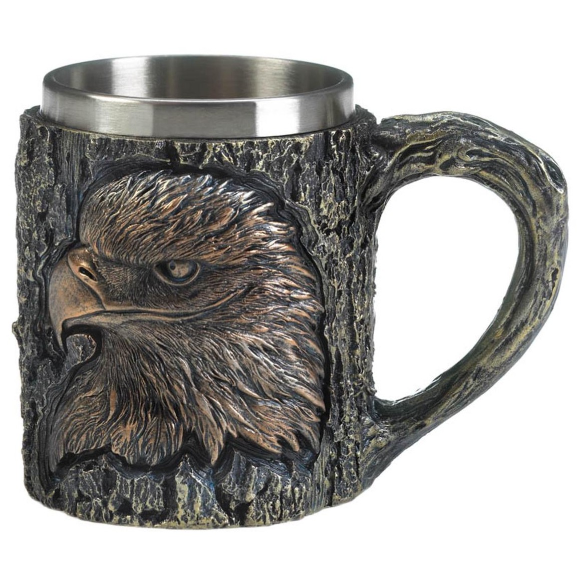 Rustic Carved-Look Eagle MUG with Stainless Steel Insert