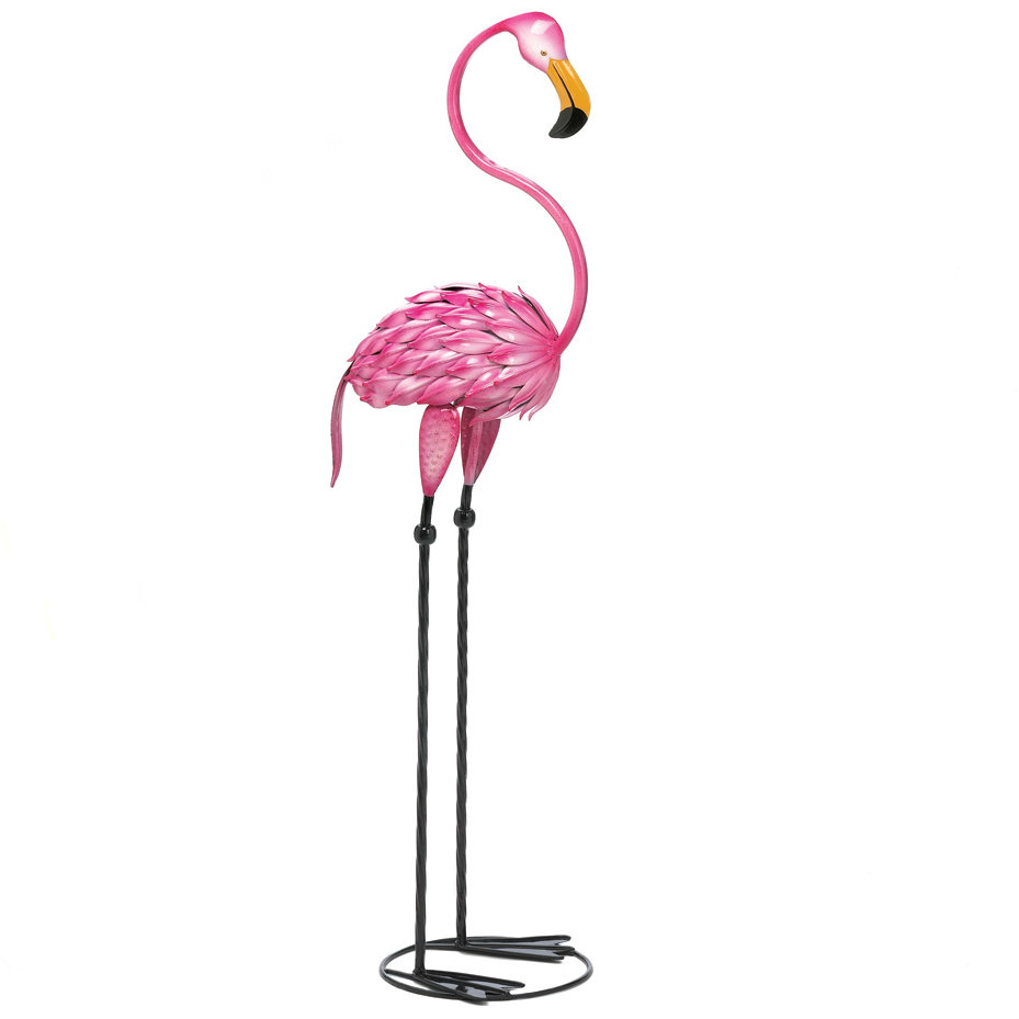 Metal 3-Foot Flamingo Yard Art