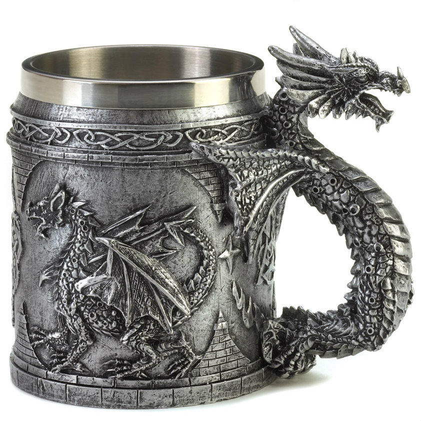 Pewter-Look Medieval Dragon MUG