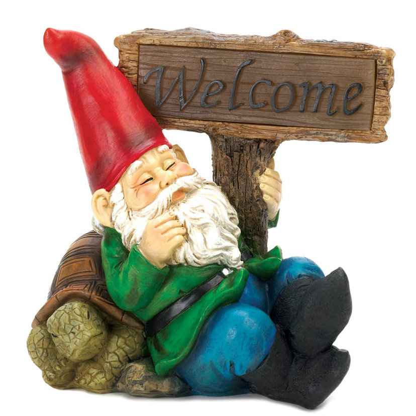 Solar LIGHT-Up Welcome Garden Gnome and Turtle