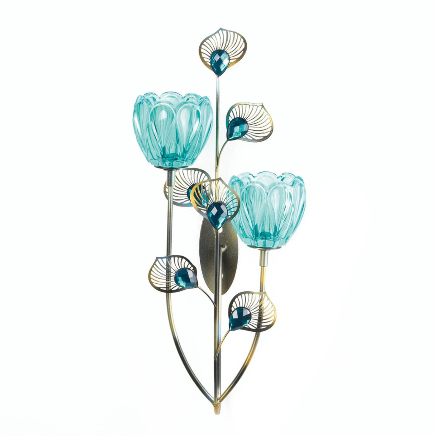 Peacock Bloom Candle SCONCE - Double